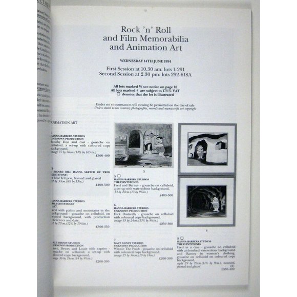Sotheby's Catalog 1994 September London Rock 'n Roll Film Memorabilia Animation - Picture 4 of 7